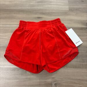 NWT Lululemon Hotty Hot High-Rise Lined Short 4" Hot Heat Red Women Size 4